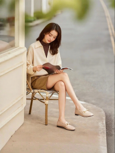 Reemoor | Metal Buckle Loafers Round Toe Flat Shoes