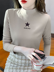 Thickened Warm Velvet Half High Collar Womens Long Sleeve T-shirt Autumn Winter Fashionable Inner Wear Top New 2024 Trend