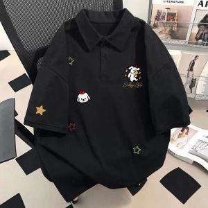 PAZHAOLANG | Oversized 300KG Plus Size Cartoon Star and Dog Printed Polo T-Shirt