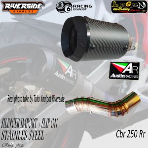 knalpot racing Ar Austin Racing Import silinser silincer plus slip on ninja 250fi ninja fi ninja karbu ninja mono mt25 r25 cbr150 cb150 new