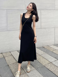 French Style Temperament Minimalist Sleeveless Vest Dress Womens Summer 2024 New Arrival Tight Waist Slim Looking Leisure Commute Long Dress