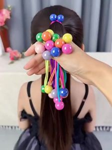 Girly Non-Damaging Hair Ties with Pompoms