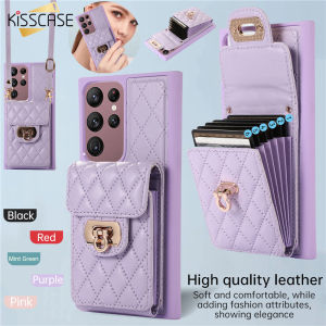KISSCASE Ốp Lưng Dây Đeo Sang Trọng Ốp Lật Thẻ Ví Ốp Điện Thoại Cho Samsung Galaxy S23Ultra S23 + S23 S22 Plus S21 FE S20 Ví Da