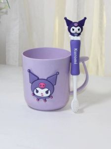 Cute Childrens Tooth Cup Portable Mouth Rinse Cup for Girls Cartoon Scented Dog Design Ideal for Students in Dormitories