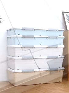 STON Underbed Storage Box with Wheels Large-Capacity Wardrob Quilt Storage Home Flat Toy Storage Organizer Box with Lid Dustproof Under Bed Storage Box