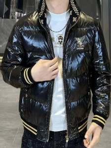 Elegant Mens down Jacket Stand Collar Slim Fit Lightweight Fashionable Short Style Warmth Outerwear Trendy Urban Style