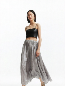 Vero Moda | Elastic Waist Glossy Fabric Vacation Midi Skirt