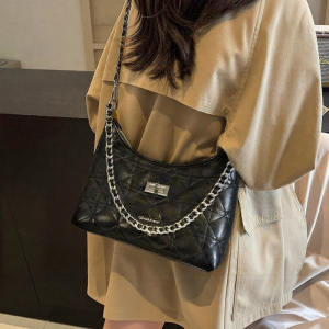 CinvaiKrose | Womens 2026 New Silver Quilted Armpit Bag