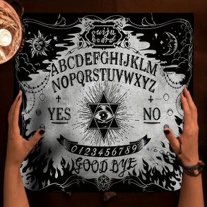 VIKAMA Ouija Board Tablecloth Black and White Spell Mysterious Triangle Halloween Divination Paranormal Party Decoration