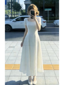 NIUVIES | Đầm Dài Tay Ngắn Ống Đứng Phong Cách Elegante