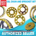 HDR GOLD CHAIN AND SPROCKET SET FOR KAWASAKI HD3 / SUZUKI X4 / KYMCO GP125 (14/42t/45t 428H-120L). 