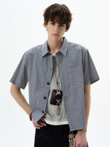 MADWITCH | Elegant Multi-striped Short Sleeve Shirt Male Retro Turn-down Collar