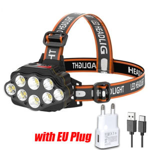 2000 LM Ultra Bright Headlamp8LED Rechargeable FlashLightWaterproof Christmas Head Torch for FishingRunningCavingEmergency