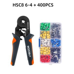 Ferrule Crimping Tool Kit Wozobuy Crimping Pliers Quadrilateral Self-Adjusting Ratchet Clip for AWG 23-7 Cable Connectors