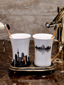 Twelve Constellation Ceramic Couple Wash Bathroom Set Bathroom with Base Mouthwash Toothbrush Cup Toothbrush Storage Cup