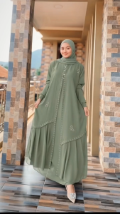 Gamis Wanita Lengan Panjang Kaos Premium Adem Busui Gamis Wanita Polos Terbaru