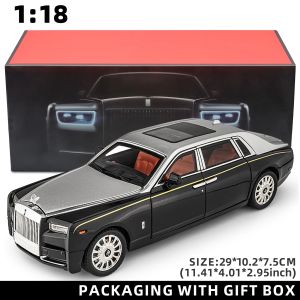 1:18 Rolls-Royce Phantom Model Car Zinc Alloy Pull Back Toy Diecast Car with Sound and Light Realistic Modeling Model Toy