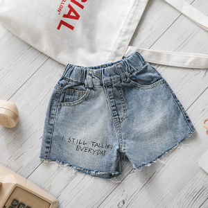 Girls Short Shorts Summer Casual Cotton Jeans High Waist Elastic Waistband for Kids And Tweens Wear-resistant And Breathable