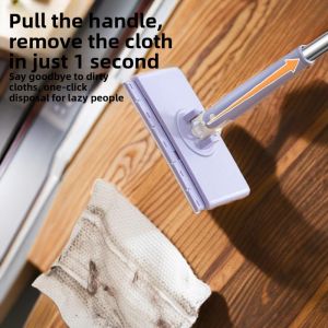 MONLEYTA | Automatic No-Hand-Wash Mini Mop Disposable Face Wash Towel Glass Cleaning Tool Stainless Steel Pole Ultra-Fine-Fiber Cloth