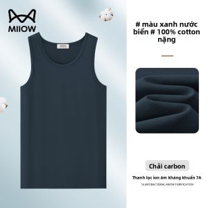 Áo ba lỗ nam MiiOW vải cotton dày màu trơn.
