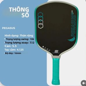 Vợt Cầu Lông PEGASUS 16MM Chất Liệu Sợi Carbon T700 Bề Mặt Có Vân Lõi Tổ Ong Polymer Thân Rộng Để Tăng Sức Mạnh Và Độ Quay.