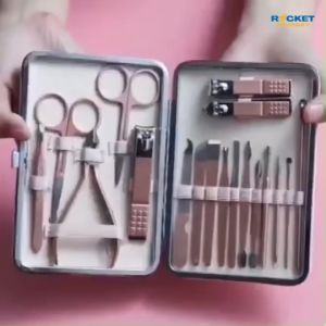 18pcs Nail Clipper Manicure Set Stainless Cutter Pedicure Scissor Cuticle Nipper Tools Personal Care Kit