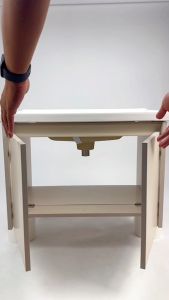 ตู้อ่างล้างหน้าเซรามิค อ่างล้างมือพร้อมเคาว์เตอร์ ตู้กระจกติดผนัง วัสดุอลูมิเนียม สีครีม มี2ขนาด Basin Wash basin cabinet รุ่น Bas-C43-45