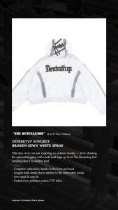 Denimitup Songket Broken Sewn - White Spray - Hoodie