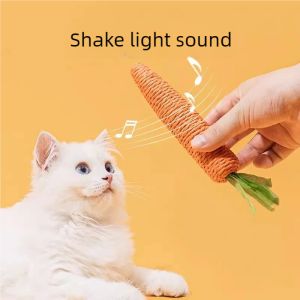 Cat Toy Carrot Sound Bite Resistant Paper Rope Clean Teeth Interactive Chew Toys Cat Kitten Built-in Bell Small Animals Pet Toys