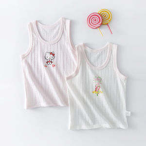 ราคา2ชิ้นเสื้อกล้ามเด็กแบบไม่มีตะเข็บสายเดี่ยวชุดนอนใส่ด้านในแขนกุดลายการ์ตูนผ้าฝ้ายแท้แบบบางใส่ช่วงฤดูร้อนสำหรับเด็กทารกชายและหญิง