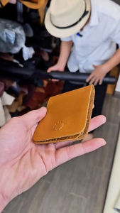 Ví da mini nam da bò thật thương hiệu Longdo Leather - Sen 3