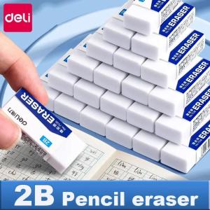 deli | Deli 2B Soft Rubber Pencil Erasers Clean Mess-Free Wipe Correction Tools Ideal for Students Exam Drawing Sketching Kids School