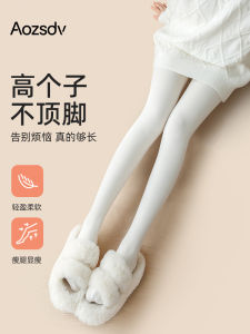 Quần Tất Lót Lông Cừu Dài Màu Trắng Ngô Cho Nữ Mùa Xuân Thu Đông Quần Tất Nâng Mông Bó Sát Thoải Mái Cao Đến Eo