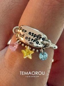 S925 Sterling Silver Ring Fun Engraved Design Womens Versatile Star Pendant Ring Cute Cool Style Fashionable Jewelry Accessory