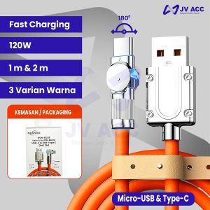 NVN-KD38 L ROTATE KABEL CHARGER GAMING FAST CHARGING 6A TYPE C / MICRO USB 120W