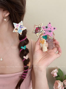 โบว์ผูกผมลายฟองสีสันสดใสสำหรับเด็กผู้หญิง สายโทรศัพท์มือถือผูกผมลายหางม้า เครื่องประดับผมสำหรับเด็กผู้หญิงในฤดูร้อน