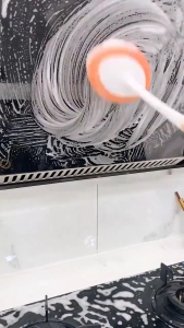 Long Handle Sponge Brush with Ergonomic Handle All Purpose Shower Sponge Scrubbing Brush Cleaning Brush for Bathroom Kitchen Bathtub Toilet Cleaner