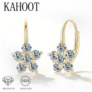 925 Silver Moissanite Six-Pointed Star Snowflake Earrings Shining Gorgeous Jewelry Gift Suitable for Wedding Party Daily Wear