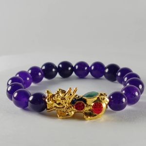 Blessed Future Dusk Amethyst stones with high quality Piyao/Pi-xiu 2025 Lucky color of the year Lucky Charm Bracelet