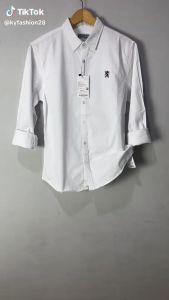 Kemeja Pria Lengan Panjang Giordano 3D Lion Cotton Sueding Slim Fit