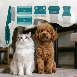 Oitabi 3/4/5/6Pcs Flea Comb with High Strength Teeth Pet Tear Stain Remover Combs Pet Dog Cat Grooming Comb Float Hair Remover