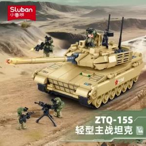 Sluban | 411PCS Army Model Bricks ZTQ-15S Light Main Battle Tank Military Building Blocks Sets Educational Toys for Children