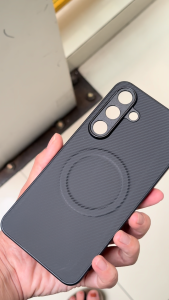 Case UNTUK SAMSUNG S25 FE Soft Case Carbon Fiber Pattern Magnetic Wireless Charger Silikon Hp