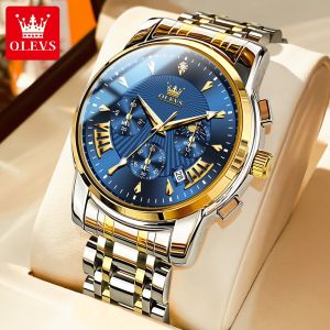 OLEVS original watch for men 2023 top level brand mens quartz watch Waterproof calendar sapphire scrape multi function dial stainless steel strap business sports versatile mens watch 【hot sales】