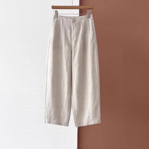 Quần Ống Rộng Bằng Lụa Băng Mùa Hè Cạp Cao Rộng Rãi Đa Năng Cho Nữ Quần Ống Rộng Dài Đến Mắt Cá Chân