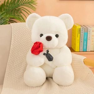 Disney | Kawaii Teddy Bear With Roses Plush Toy Soft Bear Stuffed Doll Romantic Gift for Lover Home Decor Valentines Day Gift for Girl