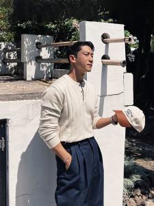 Khaki Long Sleeve Knitted T-Shirt Mens Spring Autumn Casual Versatile Base Layer Top American Style Henry Collar Base Shirt