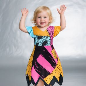 Girls Nightmare Before Christmas Halloween Sally Costume Jack Cosplay Dress Girls Children Carnival Vestidos Party Dress