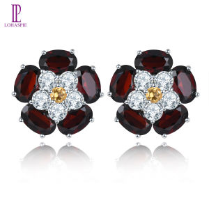 Lohaspie Jewelry: 7 Carats Genuine Garnet & Opal Stud Earrings