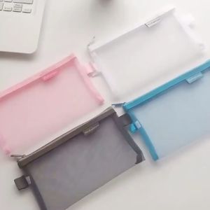 Nylon Mesh Pencil Case Simple Fashion Pencil Pouch Transparent Mesh Portable Pen Bag Large Capacity Storage Bag with Zipper